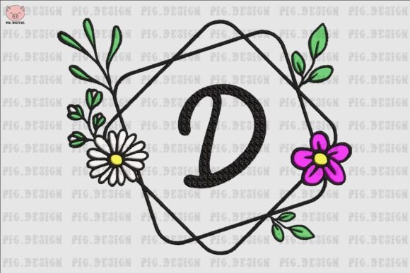 Flower Daisy Font D Embroidery