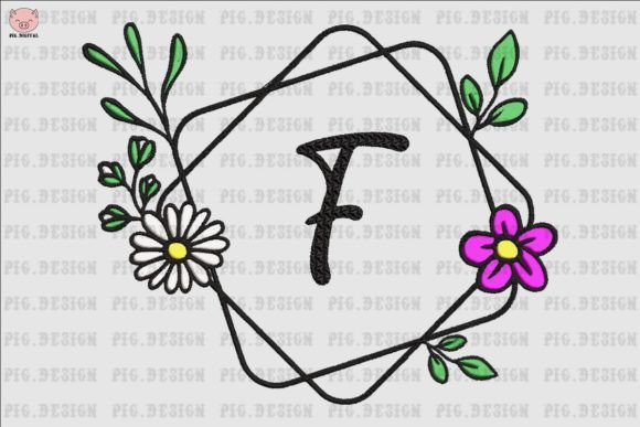 Flower Daisy Font F Embroidery