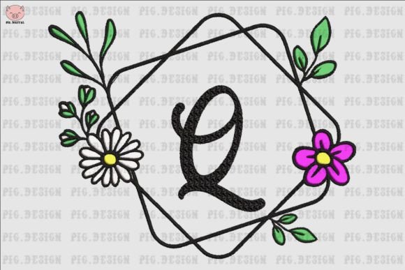 Flower Daisy Font Q Embroidery