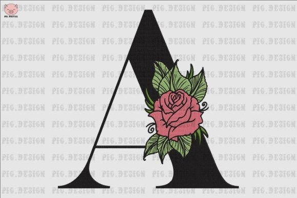 Flower Rose Font a Embroidery Design