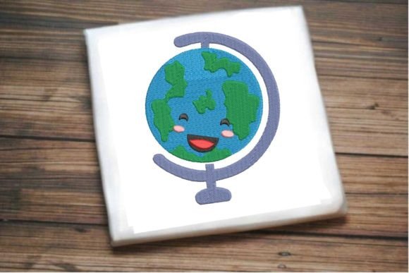 Smiling Globe Embroidery Design